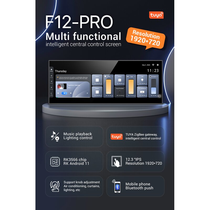 Smart Home Control Panel Factory - OEM/ODM 12.3 Inch Tuya Zigbee Gateway with Rj45 Port