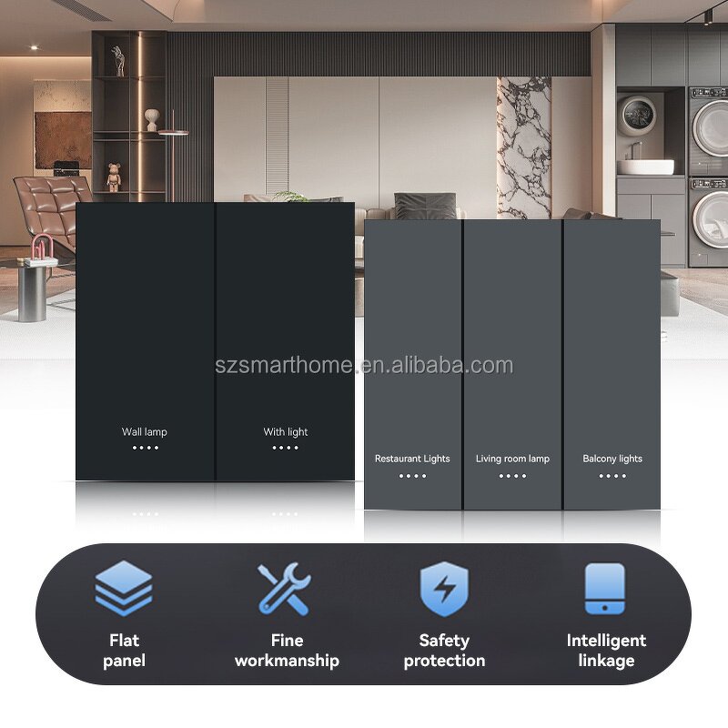 Smart Wall Switches Factory - OEM/ODM Tuya Smart Life APP 1/2/3/4/8 Gang Neutral Switch