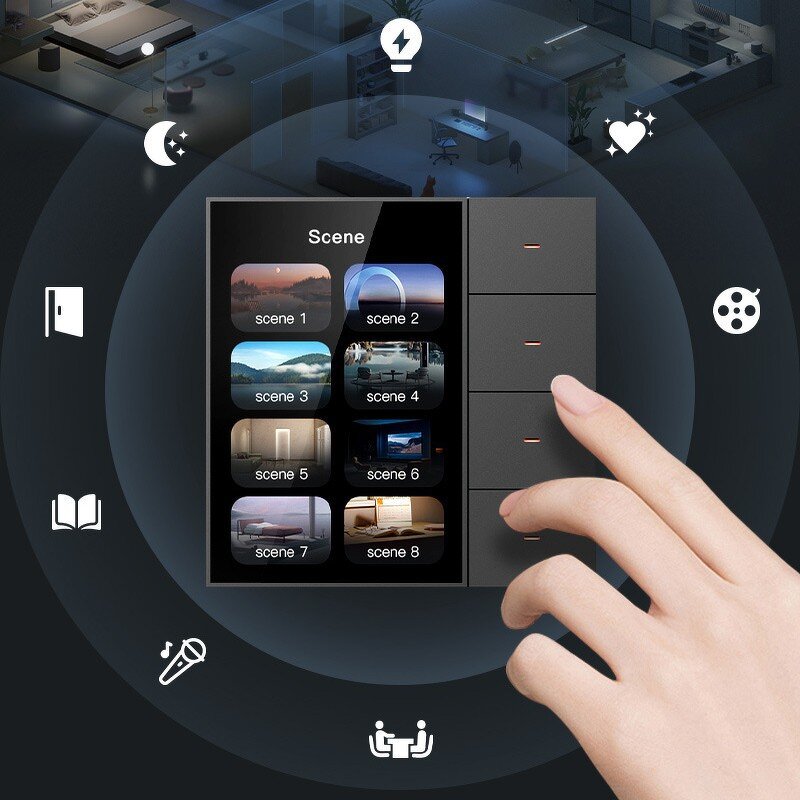 Zigbee Smart Switch Factory - OEM/ODM Tuya 3.5 Inch Touch Screen 4 Gang Relay Light