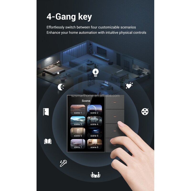 Smart Wall Switch Factory - OEM/ODM 4 Gang Zigbee Smart Life Touch Panel F3 Pro