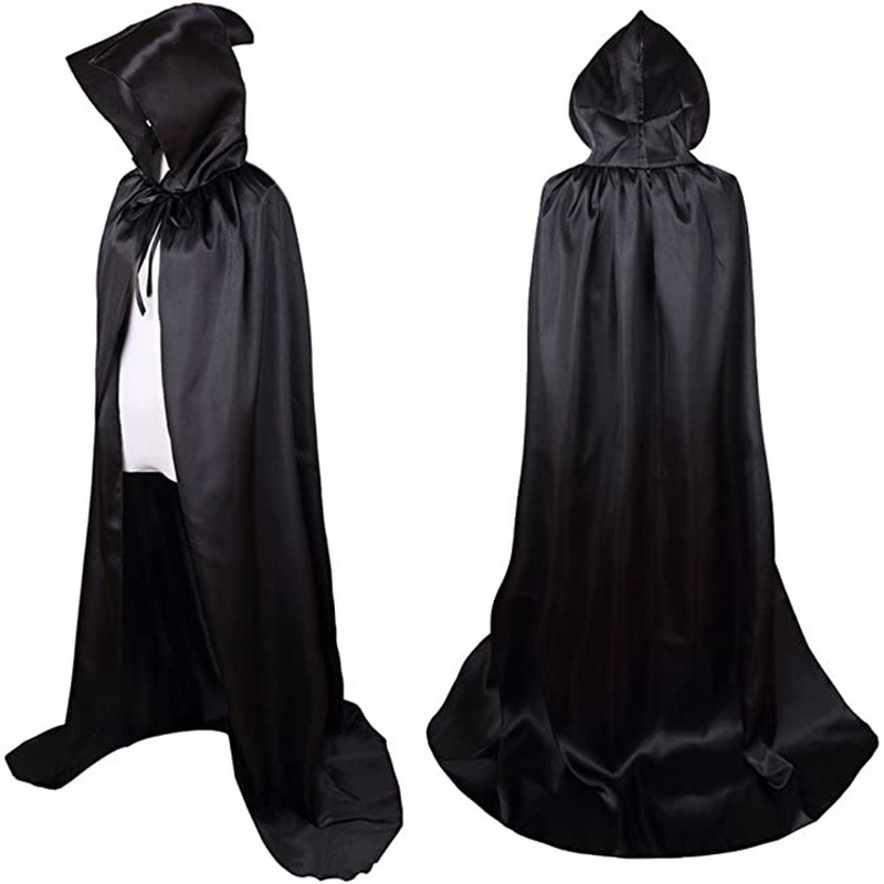Halloween Cloak Factory - OEM Unisex Satin Stand-Up Collar Hooded Cape Costume
