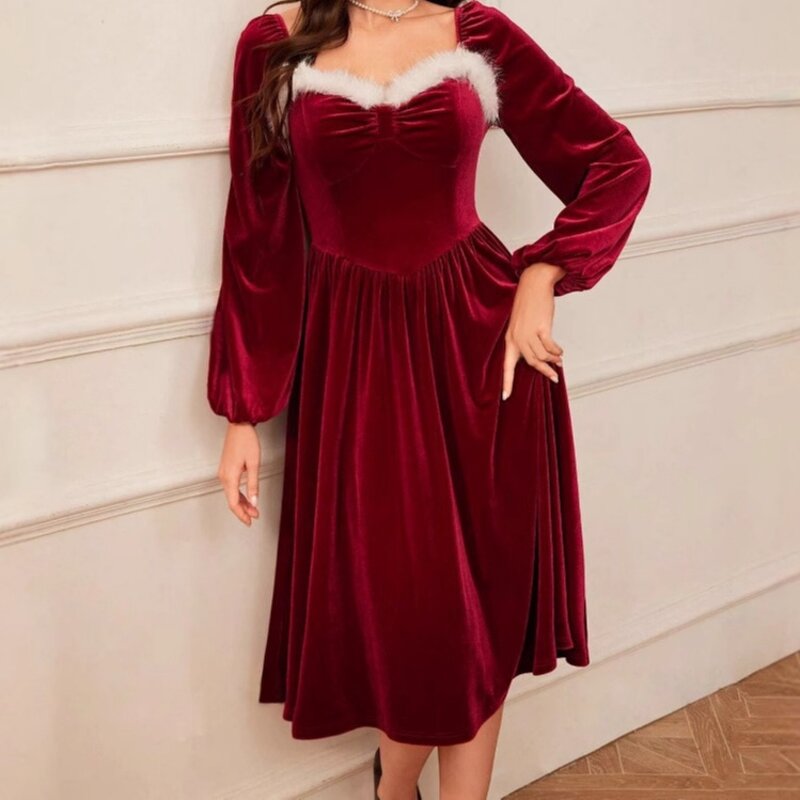 Women's Dresses Factory - OEM Vintage Elegant Christmas Party Cocktail Long Sleeve