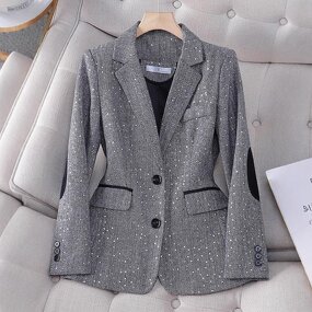 Women's Jacket Factory - OEM Fall Winter Sequin Korean Houndstooth Top Blazer