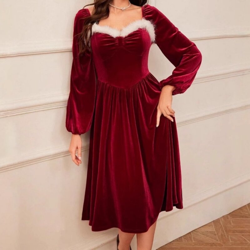Women's Dresses Factory - OEM Vintage Elegant Christmas Party Cocktail Long Sleeve