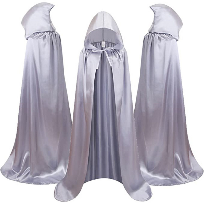 Halloween Cloak Factory - OEM Unisex Satin Stand-Up Collar Hooded Cape Costume