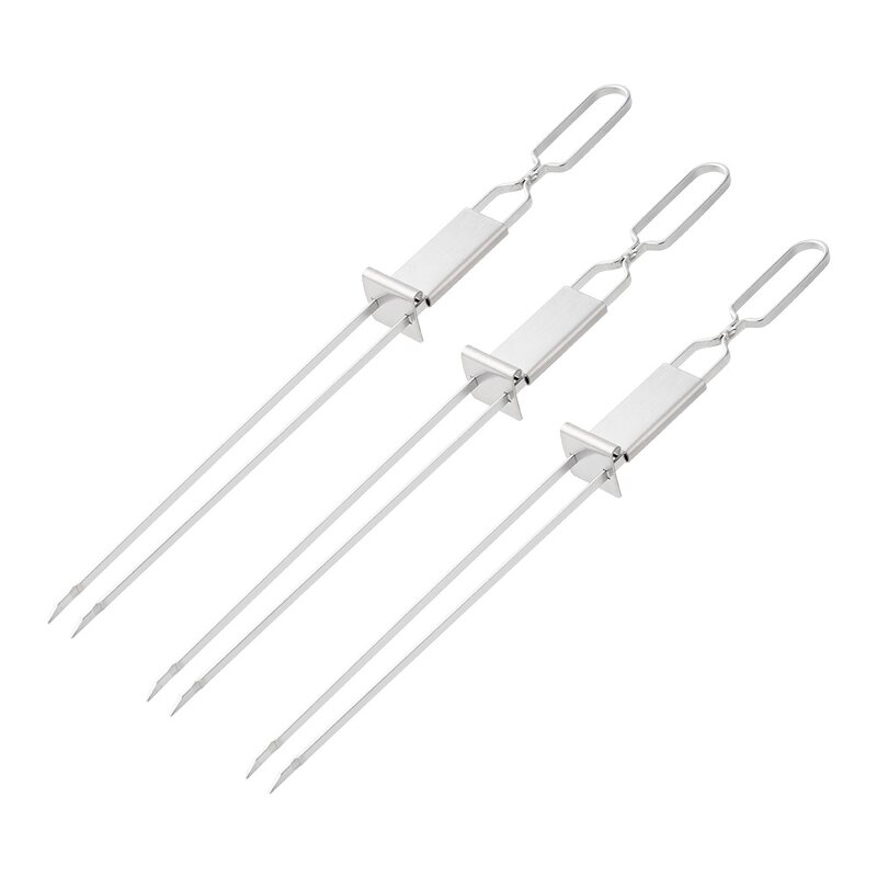 BBQ Skewer Factory - OEM 13 Inch Stainless Steel Double Pronged Reusable