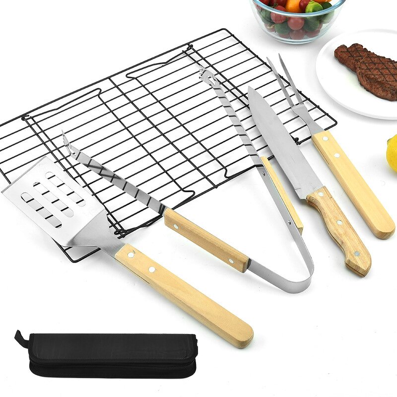 BBQ Grill Set Factory - OEM Multi-Function Metal Steel Including Forks Skewers Sticks