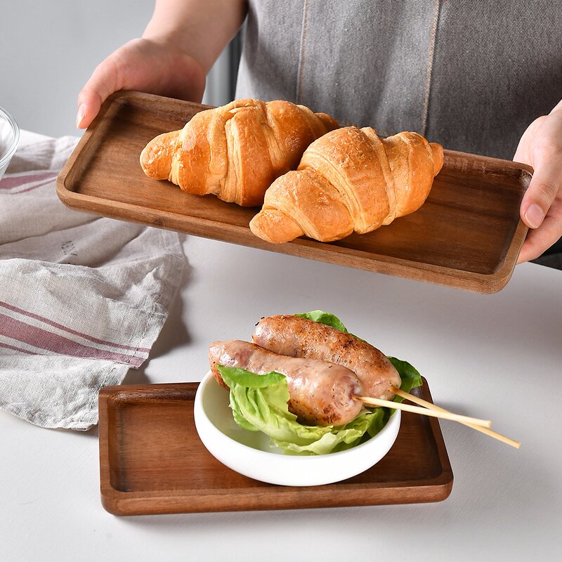 Food Tray Factory - OEM Wholesale Rectangle Dark Wood Charcuterie Board