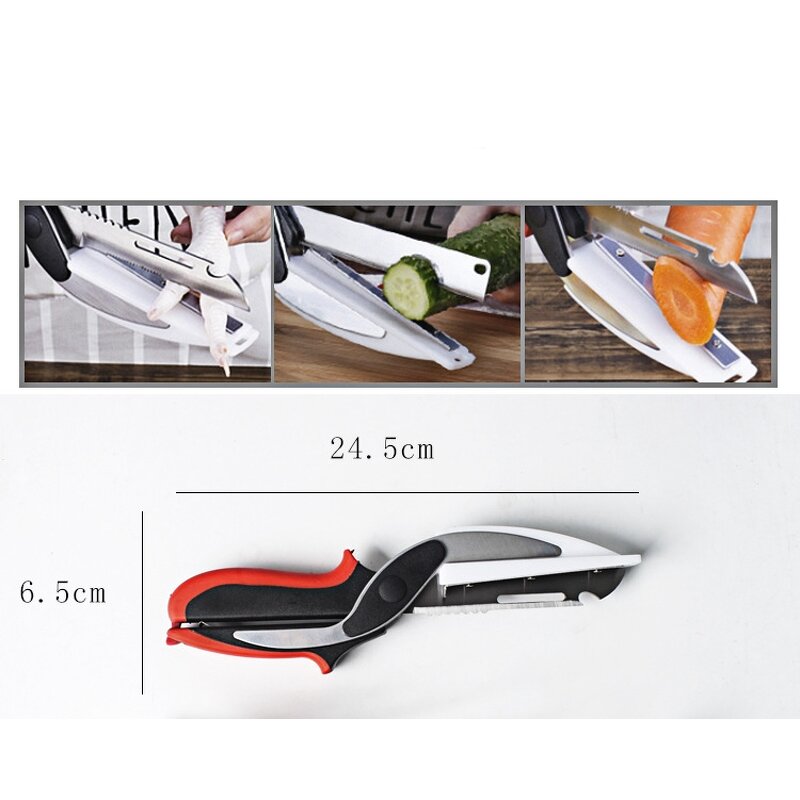 Kitchen Cutter Scissors Factory - OEM 2-in-1 Stainless Steel Blade Plastic Handle