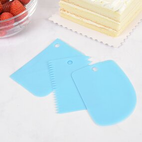 Cake Scraper Set Factory - OEM 3pcs Plastic Multi-color Cream Smoother