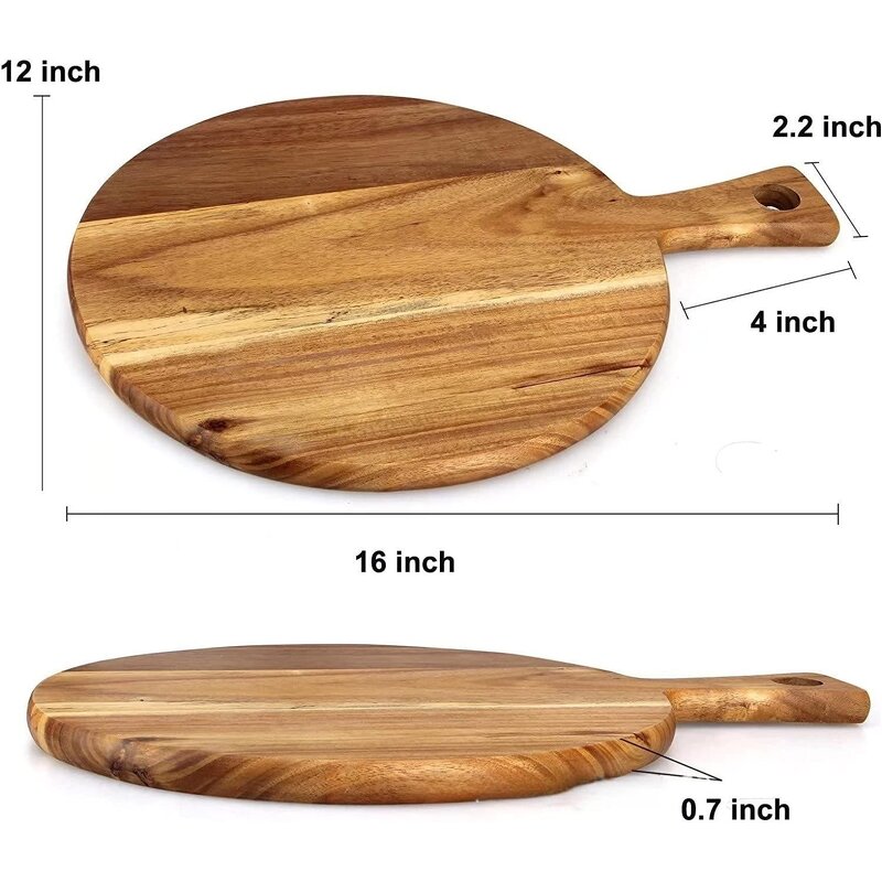 Cutting Board Factory - OEM Acacia Wood with Handle Round Cutter for Pizza Cheese