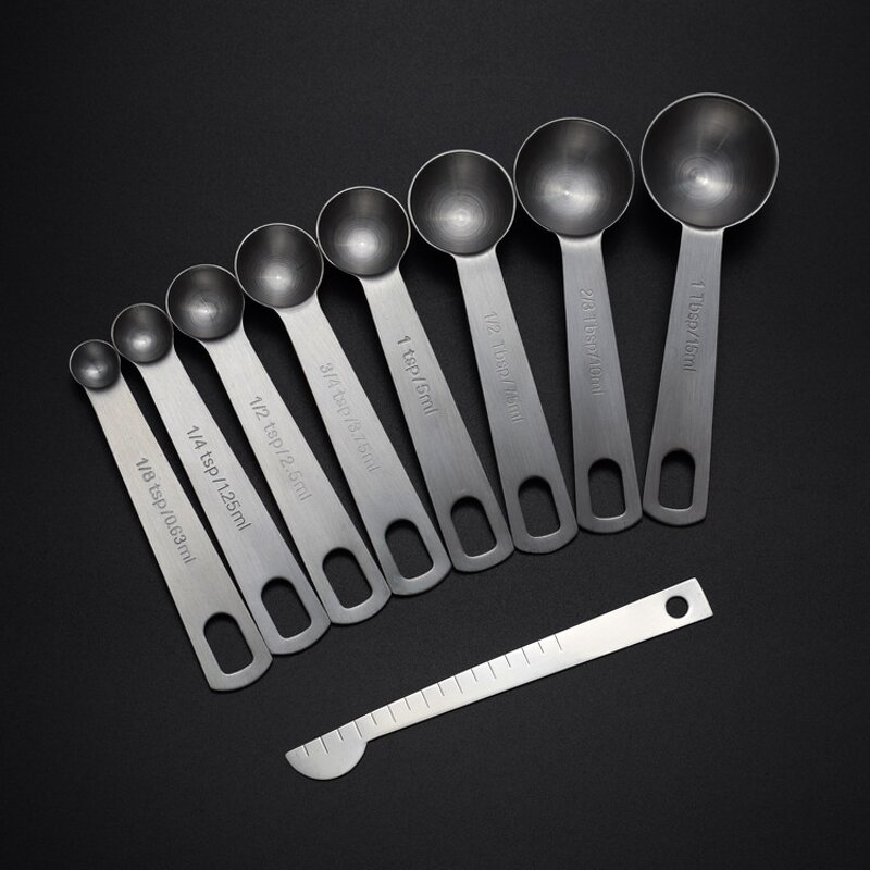 Measuring Spoons Set Factory - OEM Hot-Sell New 304 SS 9pcs Leveler Egg Whisk Set