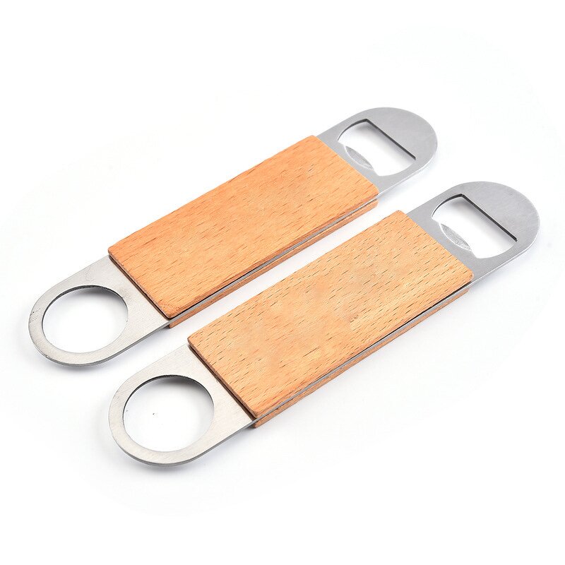 Bottle Opener Factory - Bulk 8pcs Stainless Steel with Wooden Handle