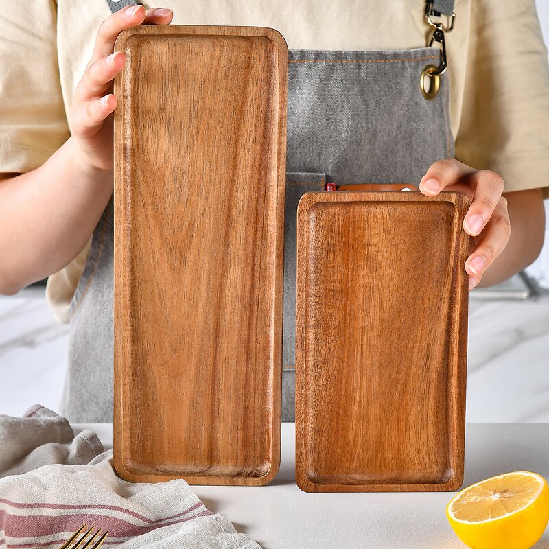 Food Tray Factory - OEM Wholesale Rectangle Dark Wood Charcuterie Board