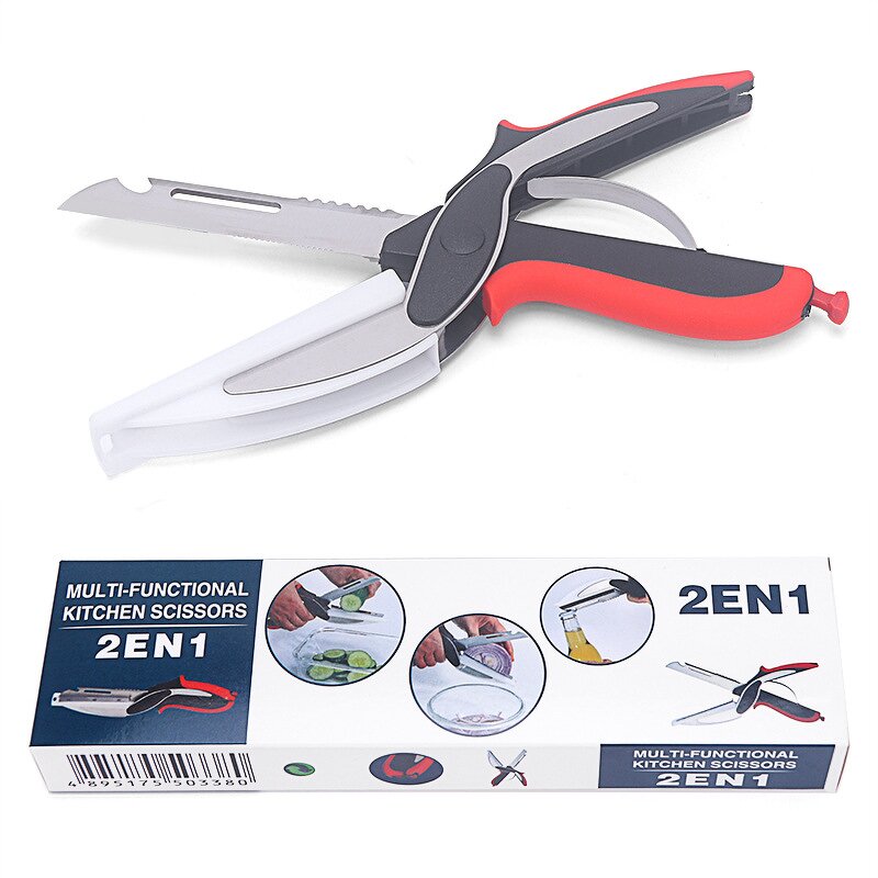 Kitchen Cutter Scissors Factory - OEM 2-in-1 Stainless Steel Blade Plastic Handle