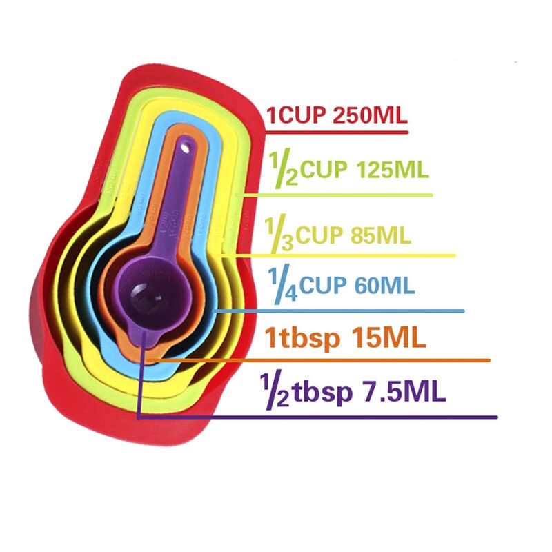 Measuring Cups Set Factory - OEM Rainbow 6pcs 250ml 125ml 85ml 60ml 15ml 7.5ml