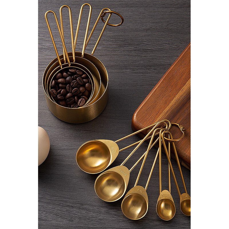 Measuring Cup Set Factory - OEM 9-Piece Stainless Steel Golden Stackable Engraved