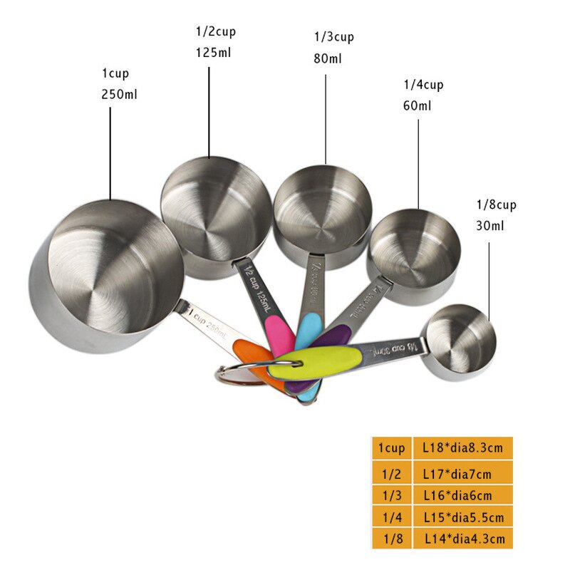 Measuring Cups Set Factory - OEM 2025 New Eco-Friendly 10pcs Colorful Stainless Steel