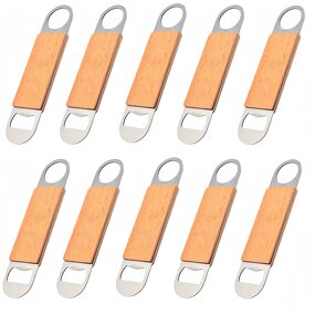 Bottle Opener Factory - Bulk 10pcs Stainless Steel with Wooden Handle