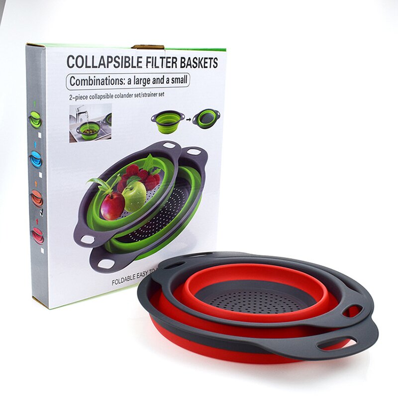 Strainer Basket Factory - OEM Large Kitchen Collapsible Silicone Plastic Colander