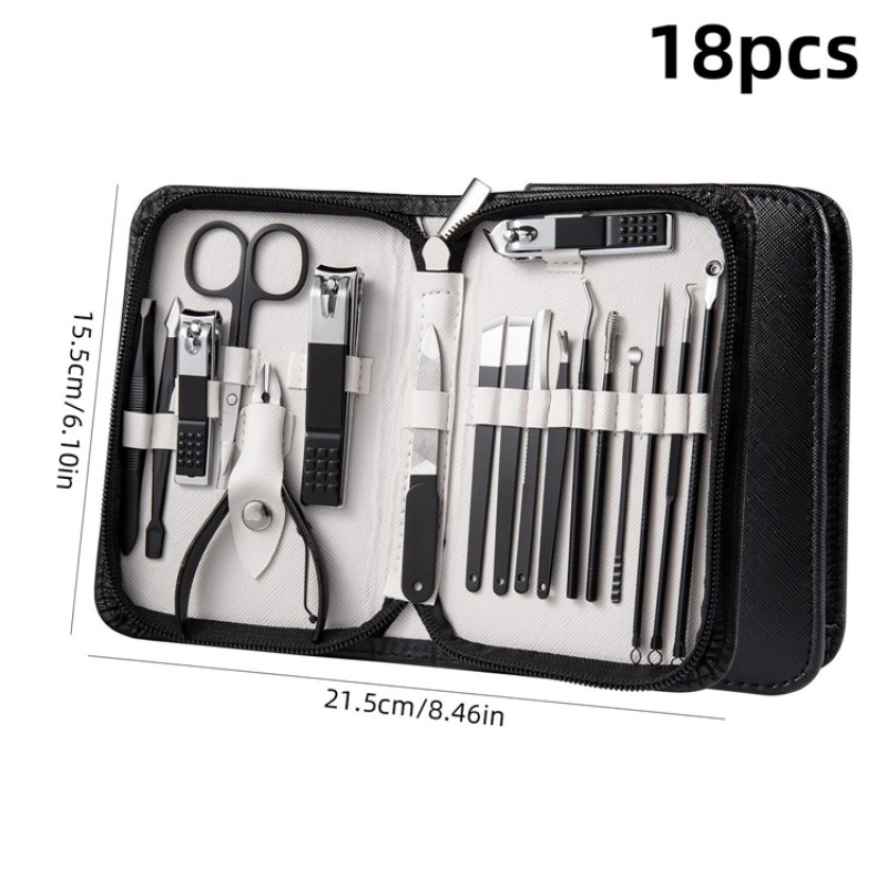 Manicure Set Supplier - OEM 18 PCS Black Personal Care Pedicure