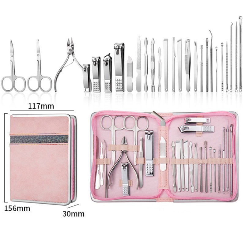 Nail Art Set Manufacturer - Bulk 26Pcs/Set Stainless Steel Tool Case