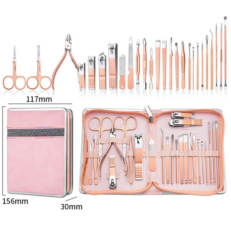 Nail Art Set Manufacturer - Bulk 26Pcs/Set Stainless Steel Tool Case