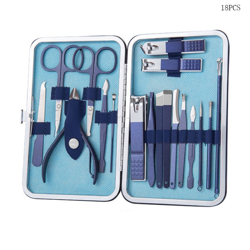 Nail Clippers Kit Factory - OEM 7-18 PCS Blue Manicure Pedicure Set