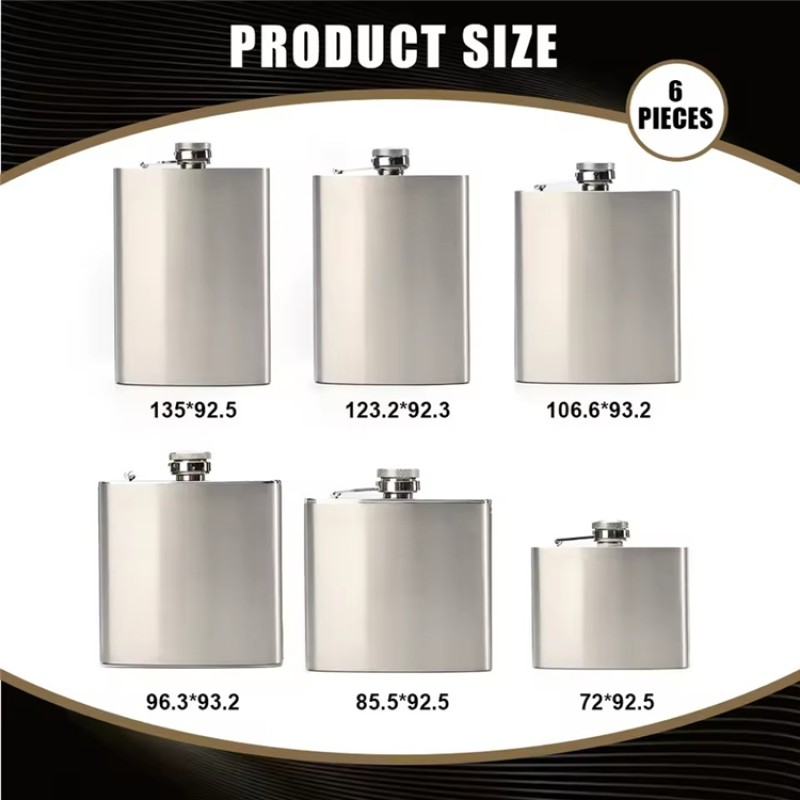 Hip Flask Supplier - OEM 304 Stainless Steel 4-7OZ Customized Logo