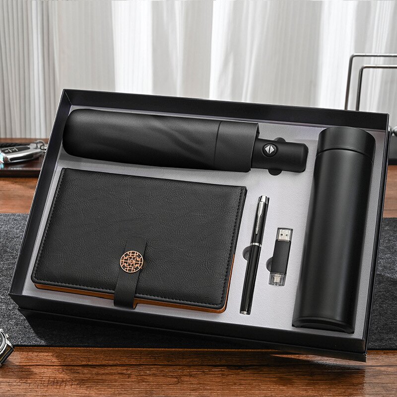 Luxury Gift Set Factory - OEM/ODM High End Corporate Promotion Notebook Umbrella Flask