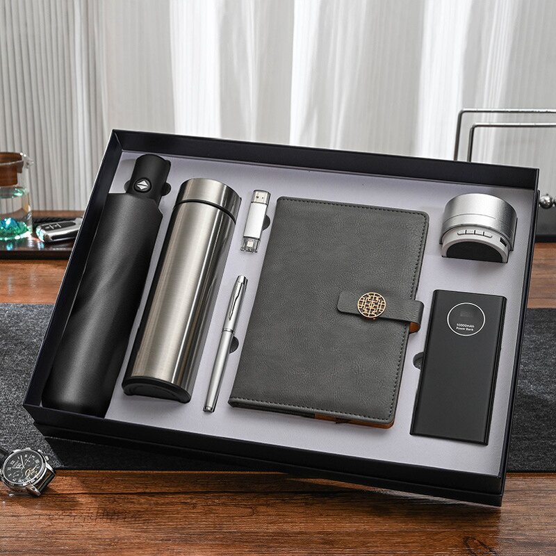 Luxury Gift Set Factory - OEM/ODM High End Corporate Promotion Notebook Umbrella Flask