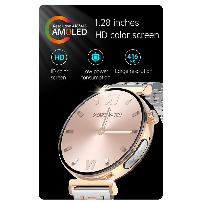 Smart Watch for Women Factory - OEM Luxury 1.28inch AMOLED BT Call ECG Heart Rate