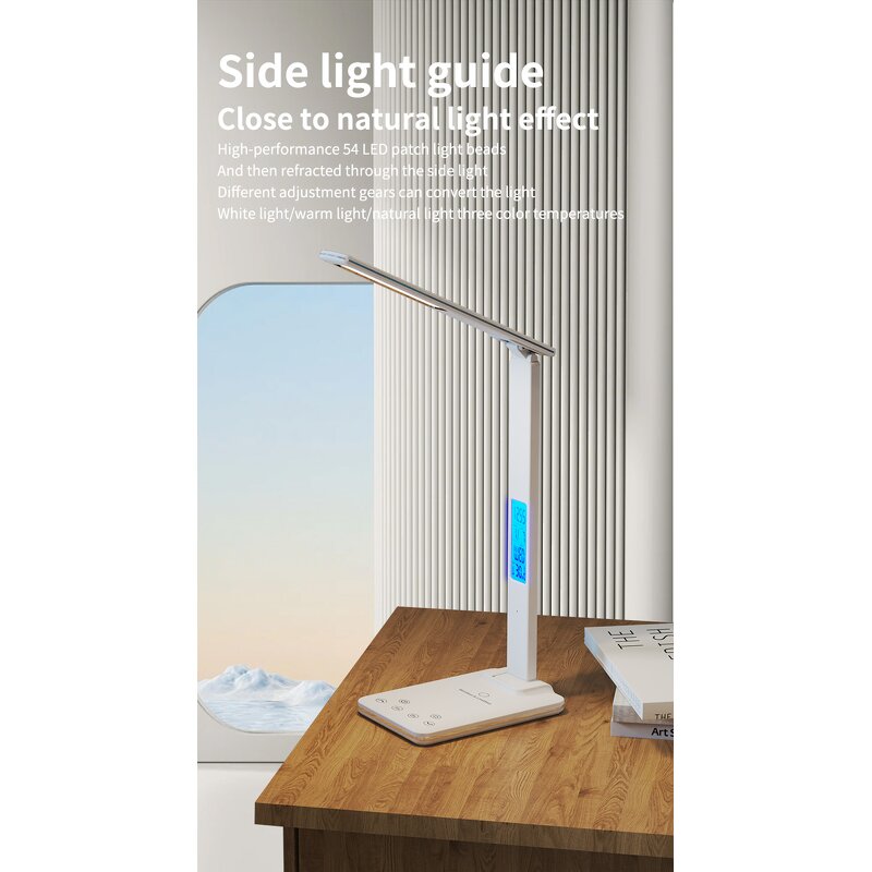 Wireless Charging Desk Lamp Factory - OEM Smart Displayclock 3 Color Stepless Dimming