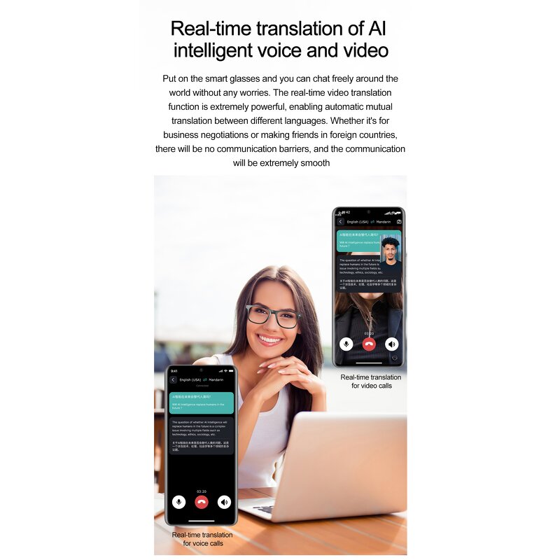 Smart Glass Factory - OEM 2025 Multilingual AI Translation Chat GPT Sport Sunglass
