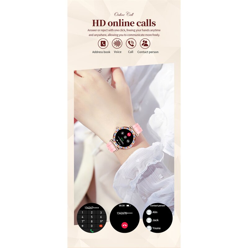 Smart Watch Factory - OEM Ladies 2024 Luxury Diamonds 1.27inch BT Call Sport