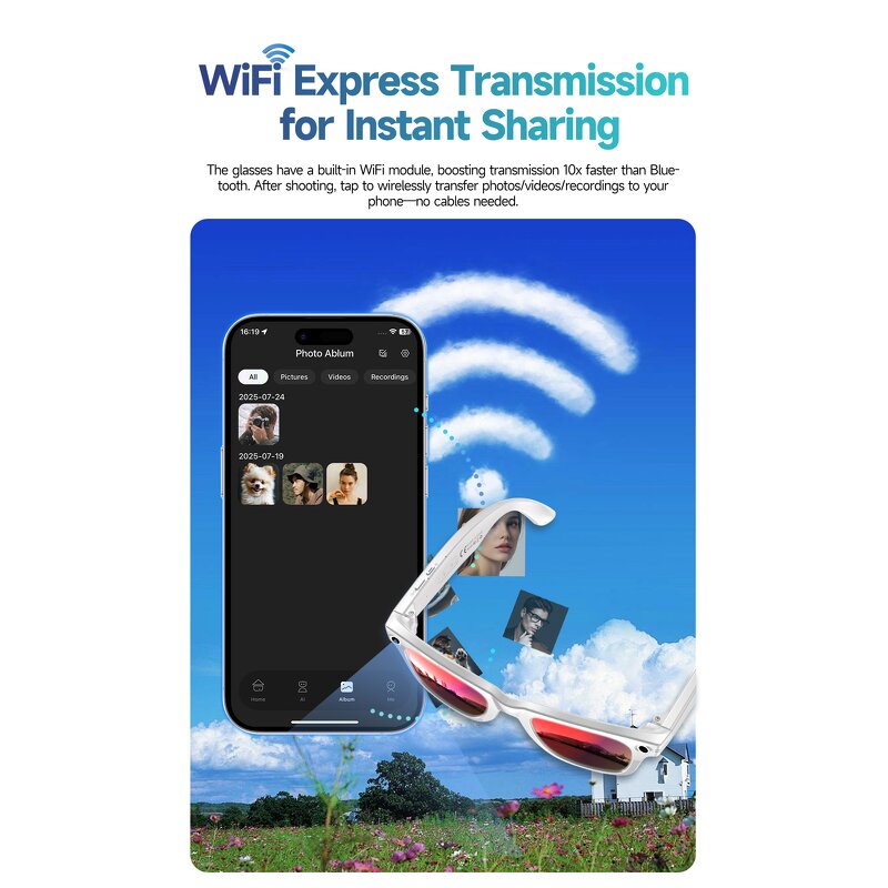 Smart Glasses Factory - OEM 2025 W610 8MP 2K Camera WiFi Video AI Intelligent Q&A