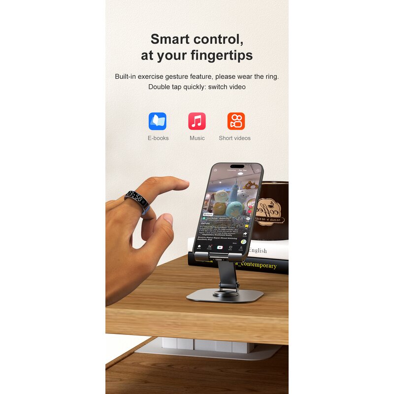 Smart Ring Factory - OEM 2025 R13 Touch Screen Display Health Monitoring Remote Photo