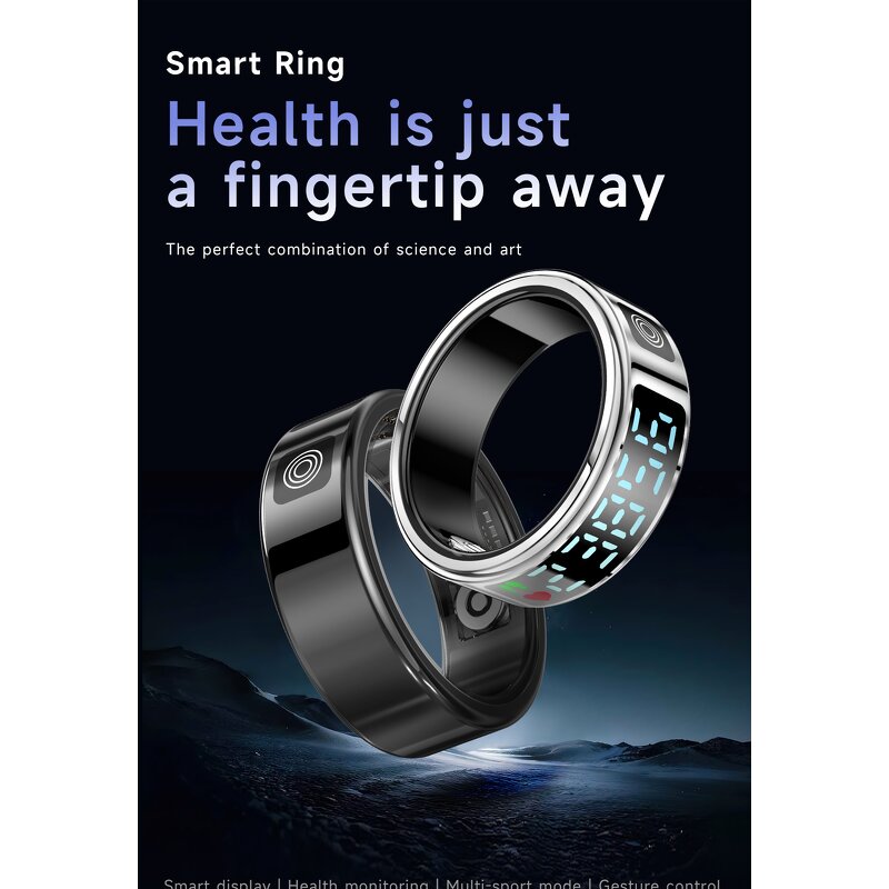 Health Smart Ring Factory - OEM 2025 SR08 Multiple Sports Modes Heart Rate with Display