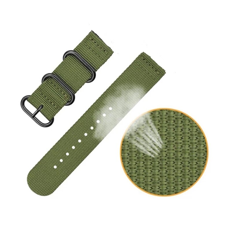 Watch Band Factory - OEM Premium Nylon Canvas Woven Silver Buckle 22mm Replacement