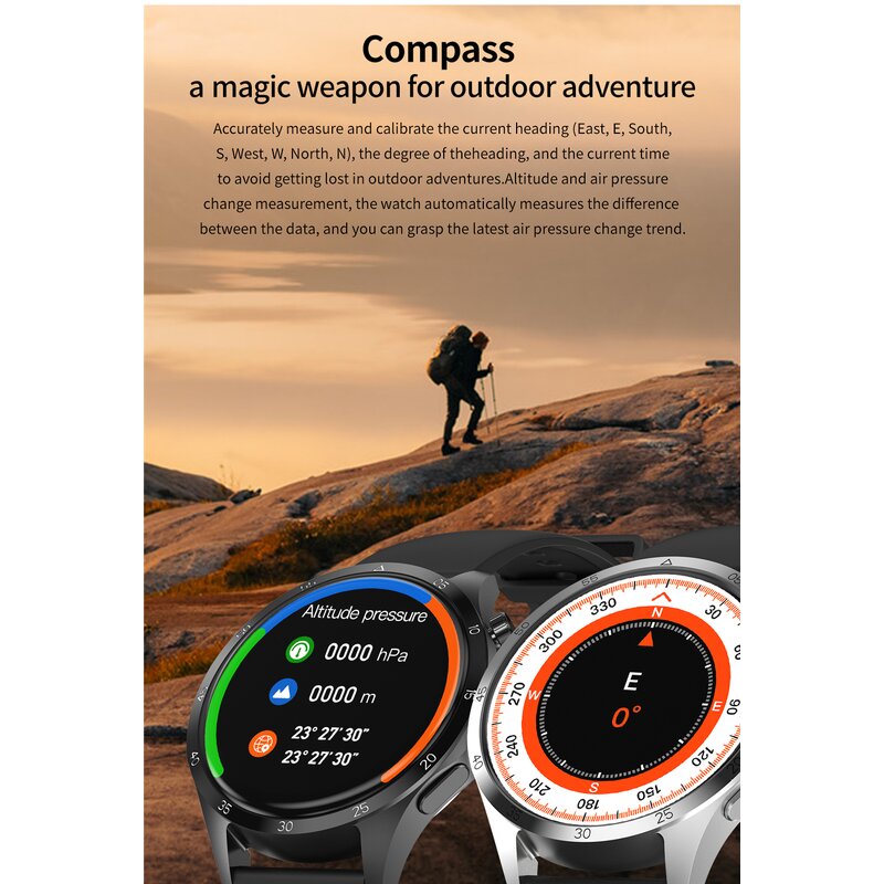 Smart Watch Factory - OEM Men 1.6 Inch BT Call Music NFC COMPASS IP68 Waterproof