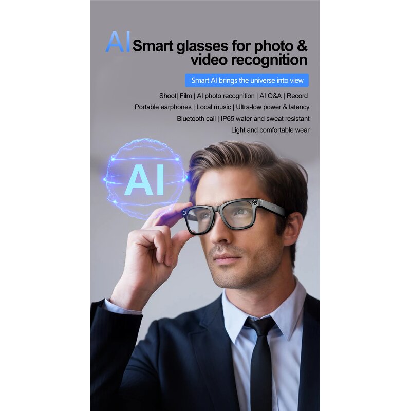 Smart Glasses Factory - OEM 2025 Camera Wearable AI Photo Recording BT Audio IP65