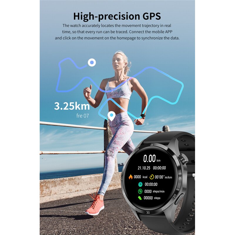 Smart Watch Factory - OEM Men 1.6 Inch BT Call Music NFC COMPASS IP68 Waterproof