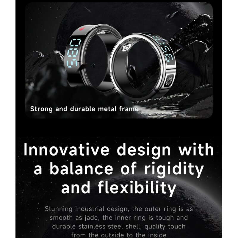 Health Smart Ring Factory - OEM 2025 SR08 Multiple Sports Modes Heart Rate with Display
