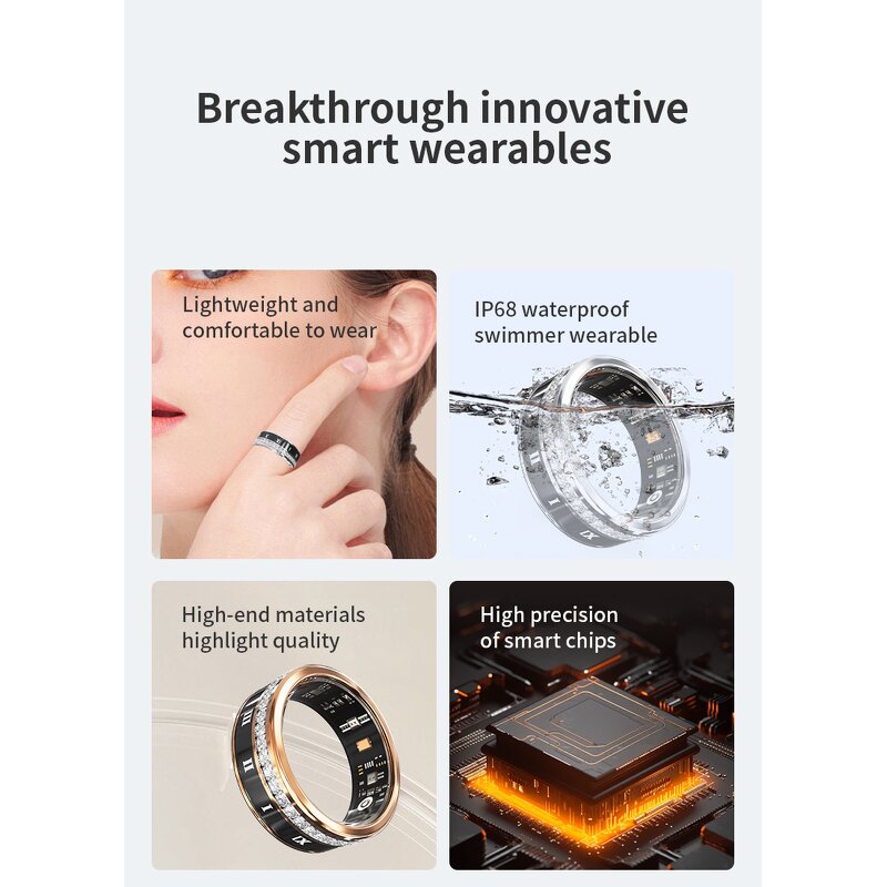 Smart Ring Factory - OEM 2024 V2 Diamond Fashion Health IP68 Sport for Android IOS