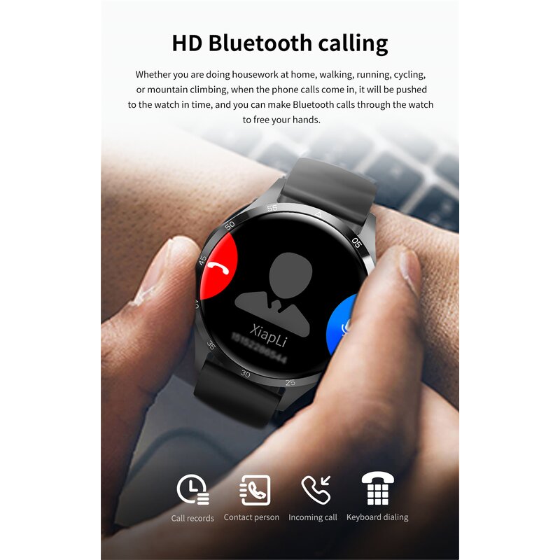 Smart Watch Factory - OEM Men 1.6 Inch BT Call Music NFC COMPASS IP68 Waterproof