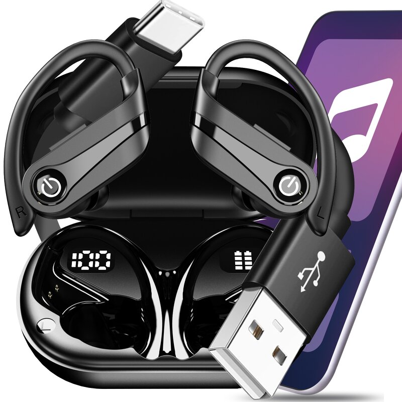 TWS Headset Factory - OEM 2024 800mAh Waterproof BT Earbuds LED Display Over-Ear