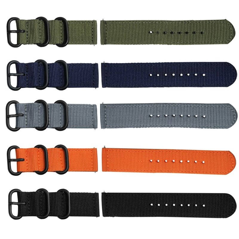 Watch Band Factory - OEM Premium Nylon Canvas Woven Silver Buckle 22mm Replacement