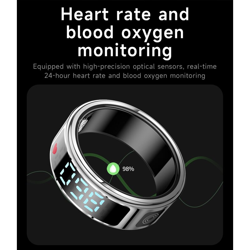 Health Smart Ring Factory - OEM SR08 Hand Gestures Blood Oxygen 5ATM with Charging Box