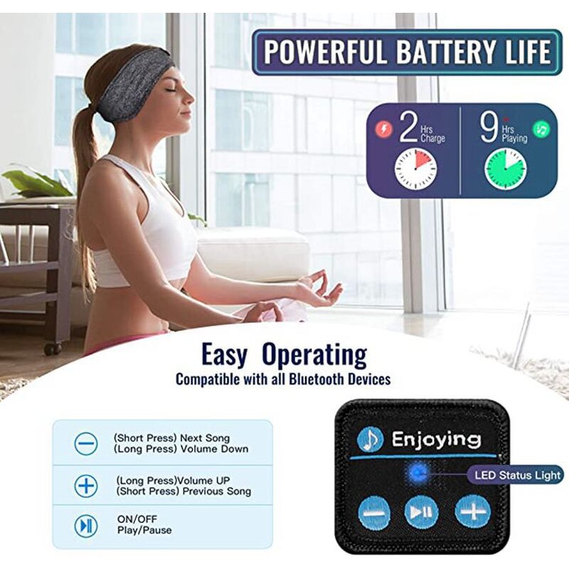 Sleep Headband Earphone Factory - OEM Elastic Washable Music Eye Mask Wireless BT