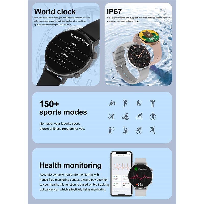 Smart Watch Factory - OEM 1.45 Inch AMOLED BT Call AI Voice World Clock NFC IP67